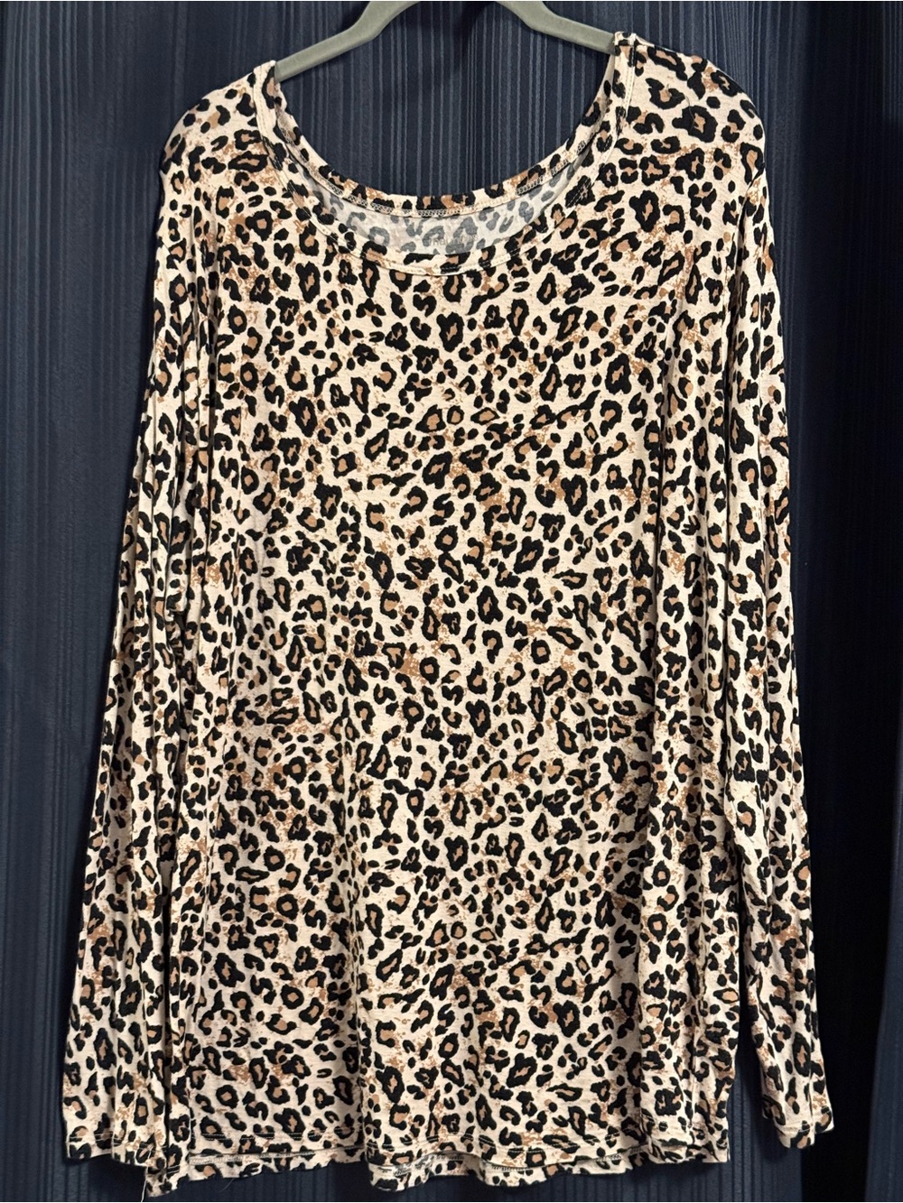 Maurices Leopard Print Long Sleeve Top - Black, Tan, Cream